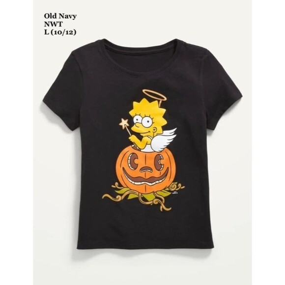 Size 10 Kids Old Navy The Simpson's Lisa Angel Costume Halloween Pumpkin T-Shirt - Picture 1 of 1